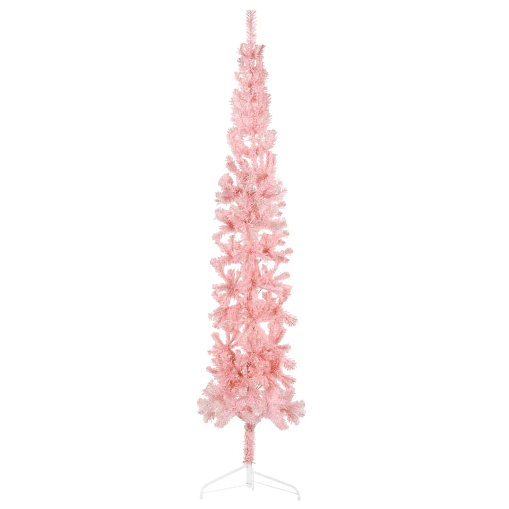 Vidaxl Kunstkerstboom Hälfte mit Standardschmaler 210 cm Pink