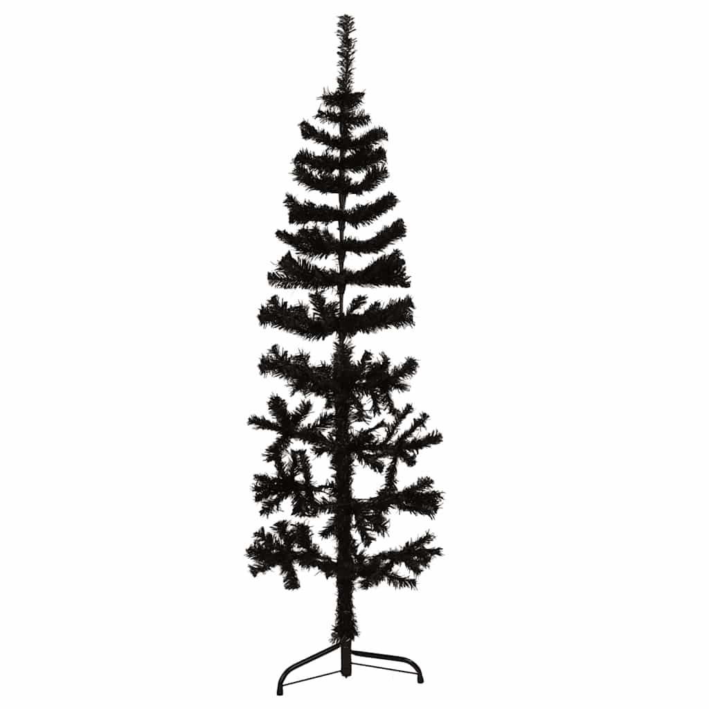 Vidaxl Kunstkerstboom halvdelen med standard smal 120 cm sort