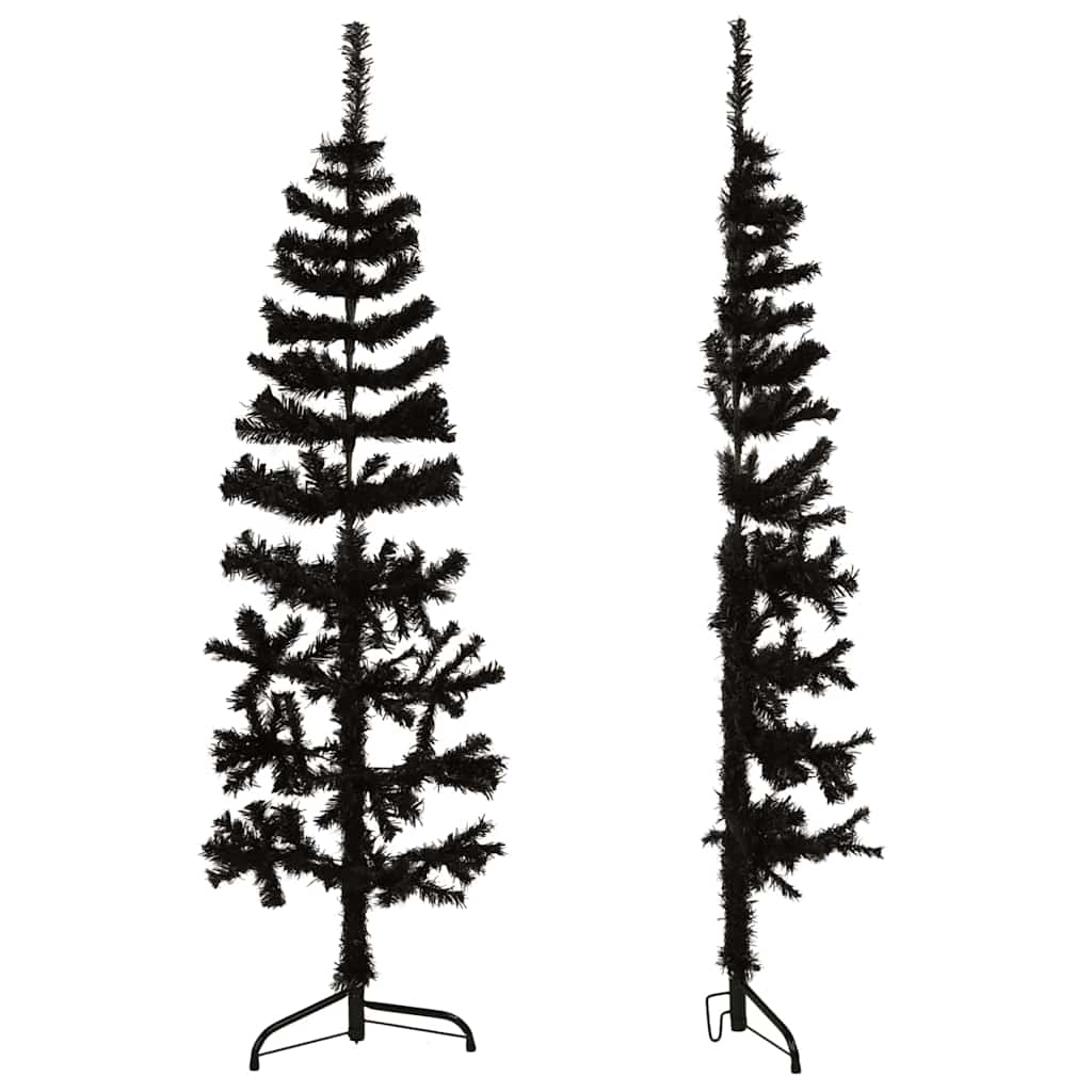 Vidaxl Kunstkerstboom halvdelen med standard smal 120 cm sort