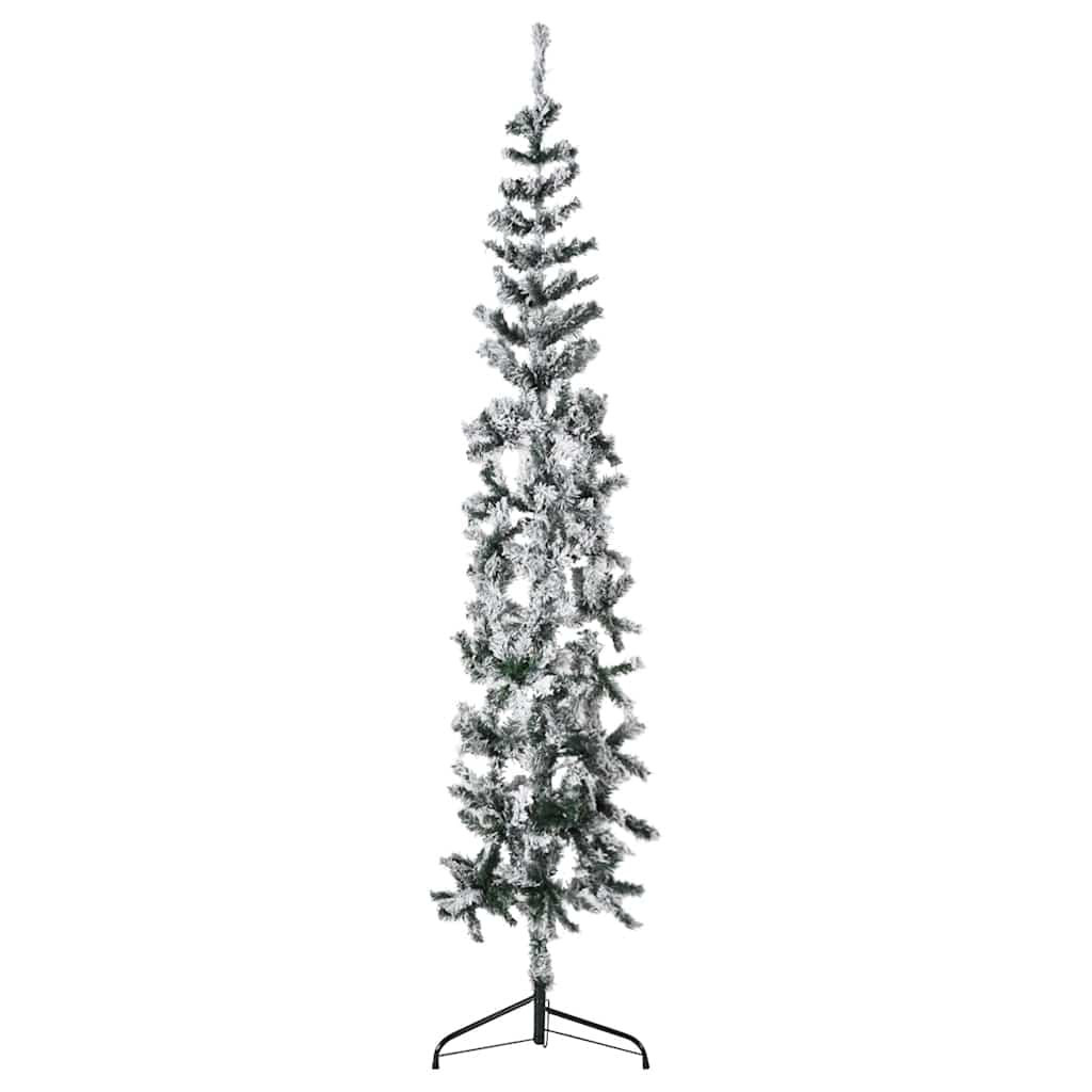 Vidaxl Kunstkerstboom hälften med snö smal 210 cm