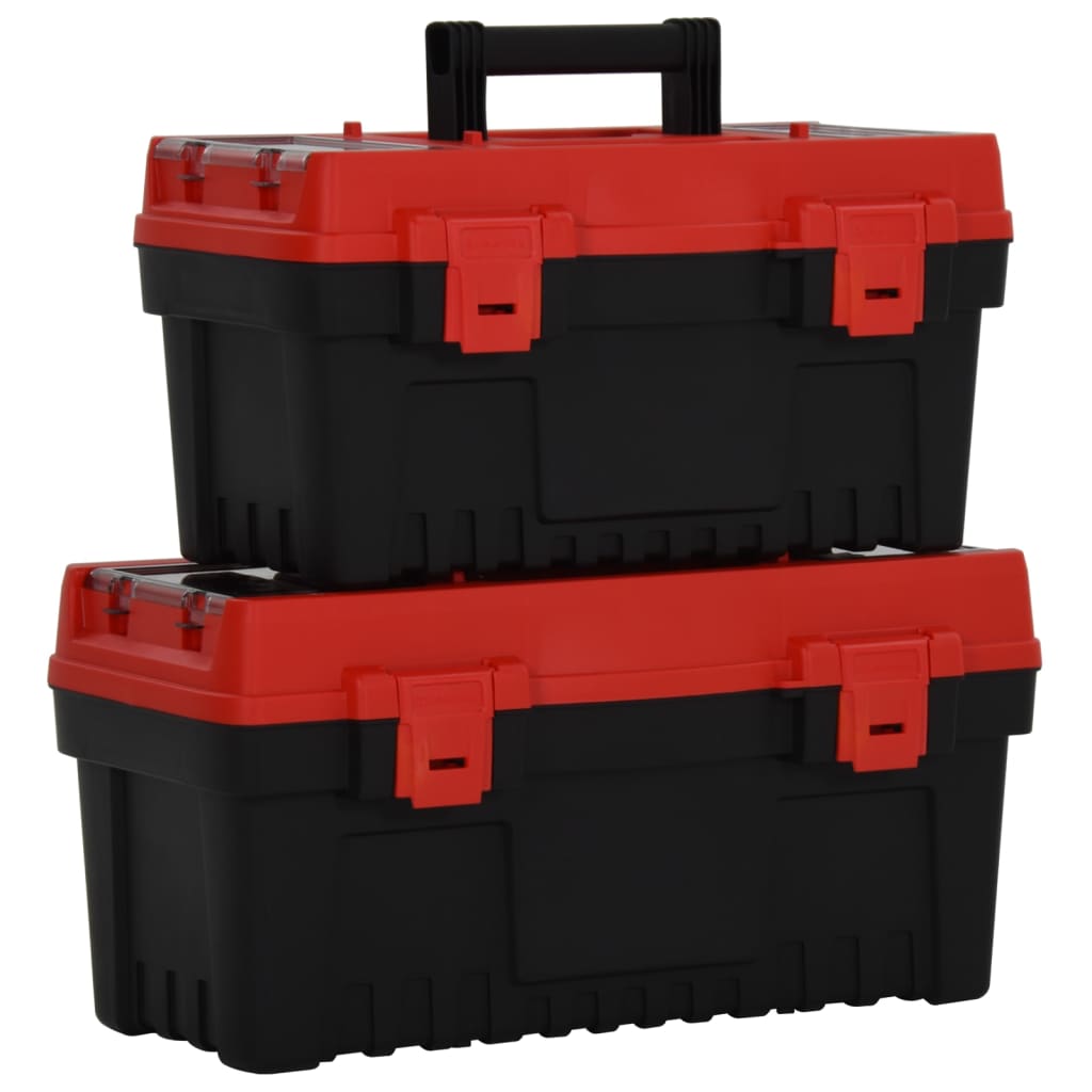 Vidaxl 2 ST Boîtes à outils Polypropène noir et rouge