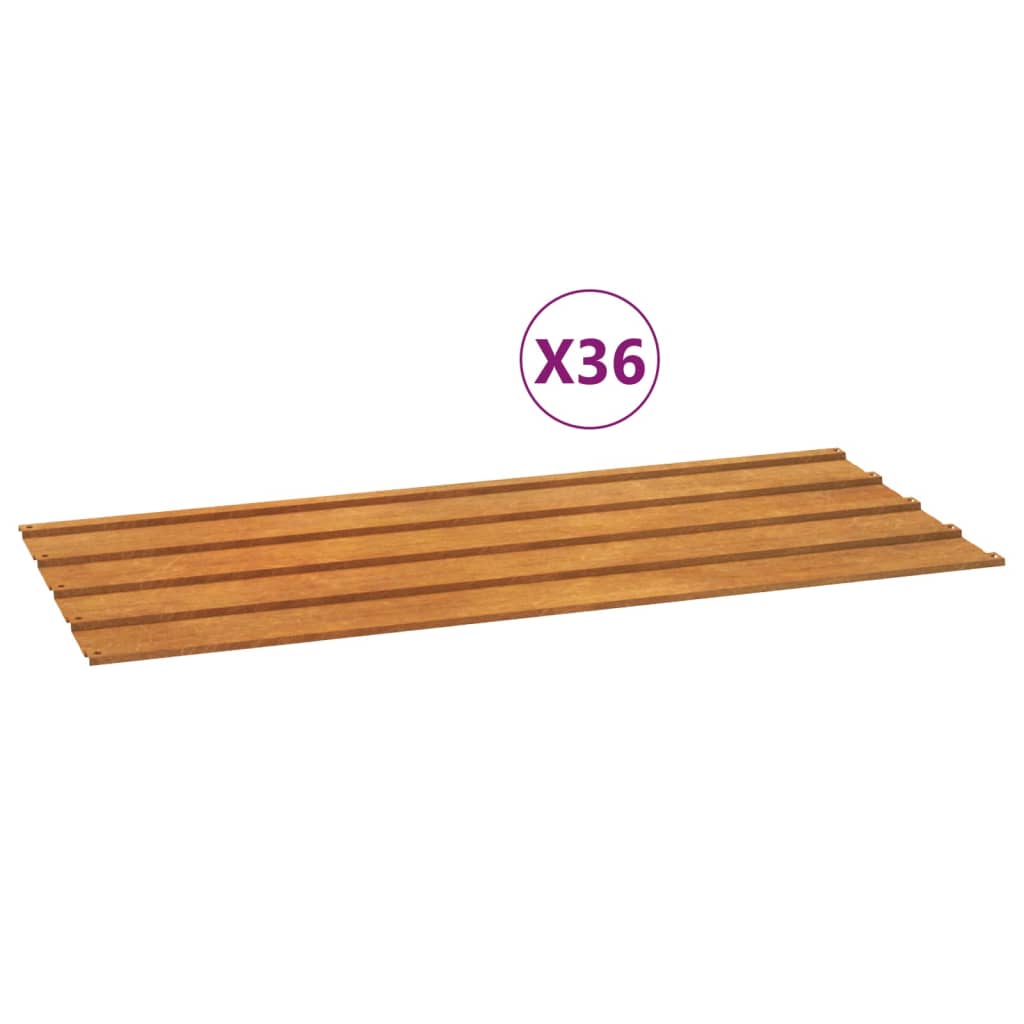 Vidaxl Roof Tile 36 PCS 100x44 cm Corten stål Rusty