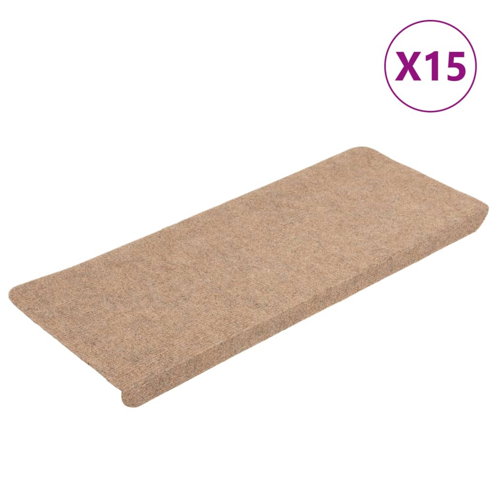 Vidaxl Stair Mats Self Adhesive 15 St 65x24,5x3,5 cm bež