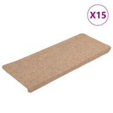 Vidaxl Stair Mats Self -Adhesive 15 ST 65X24,5x3,5 cm Beige