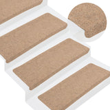 Vidaxl Stair Mats Self -Adhesive 15 ST 65X24,5x3,5 cm Beige