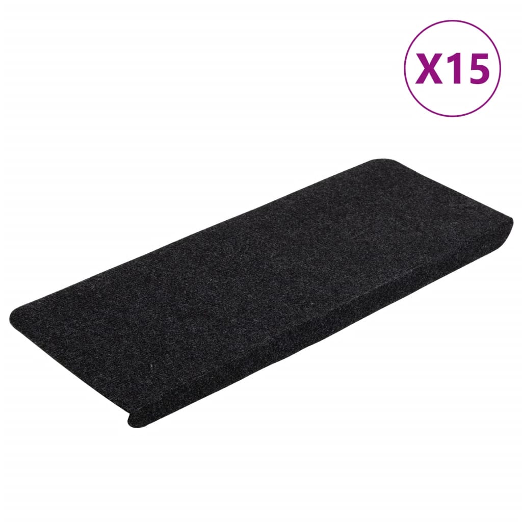 Vidaxl tappetini per autoadesivo 15 st 65x24.5x3,5 cm nero