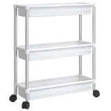 Vidaxl Storage Trolley 3 sloj aluminijast srebro in belo