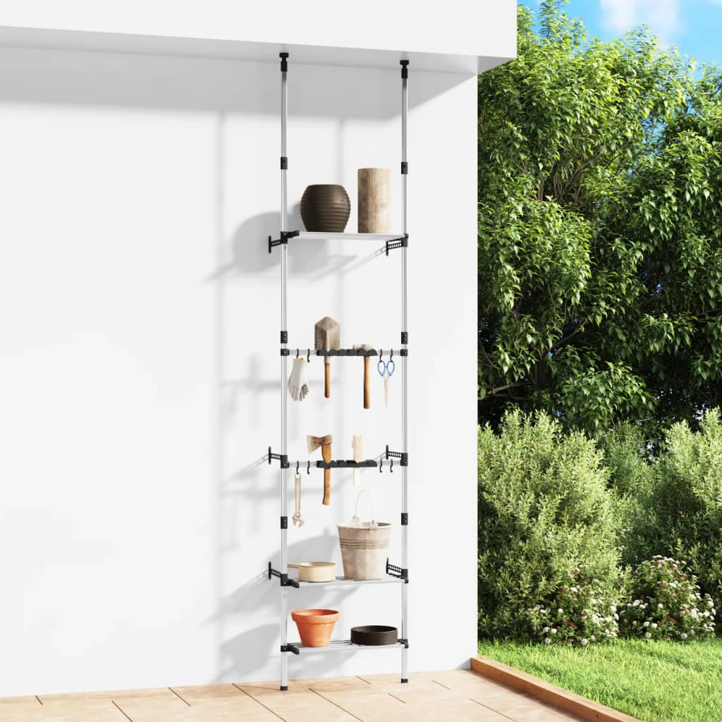 Vidaxl Garden Rack con 3 ripiani di argento in alluminio telescopico colorato