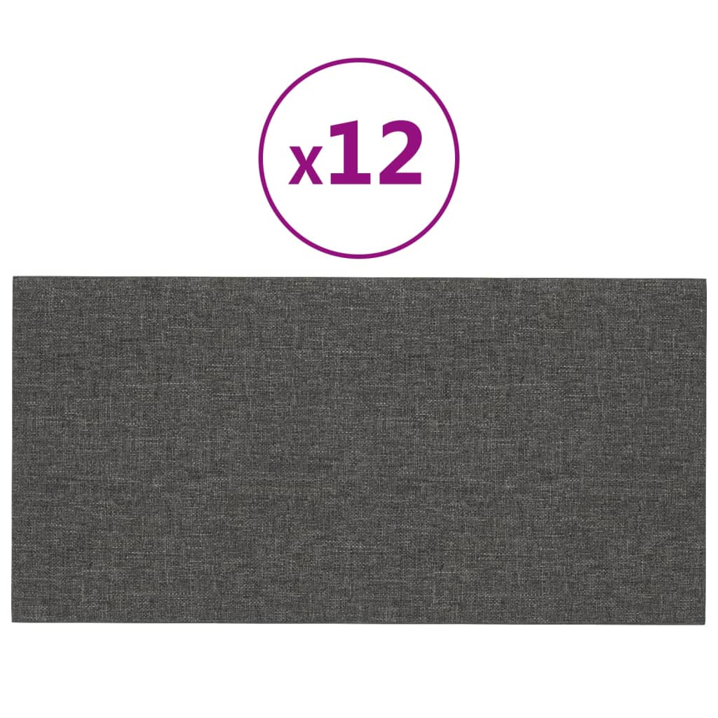 Paneles de pared Vidaxl 12 PCS 0.54 m² 30x15 cm de tela oscura gris