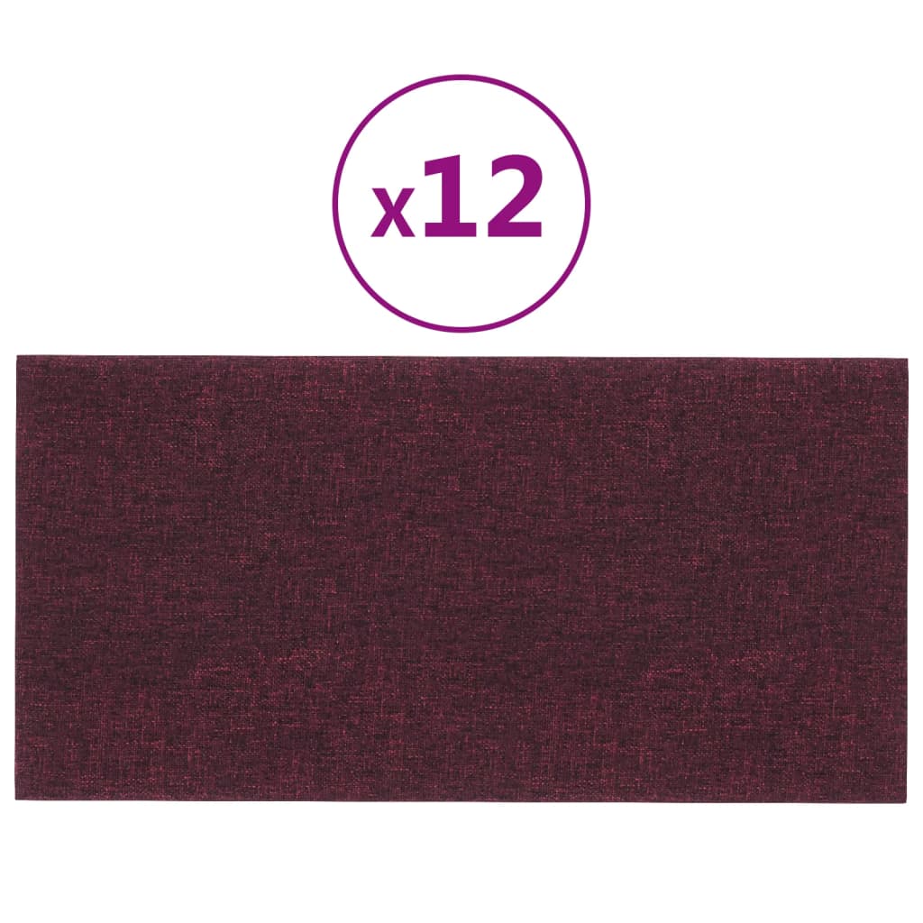 Vidaxl Wandpannelen 12 PCs 0.54 m² sinn 30x15 cm Stoff Purple