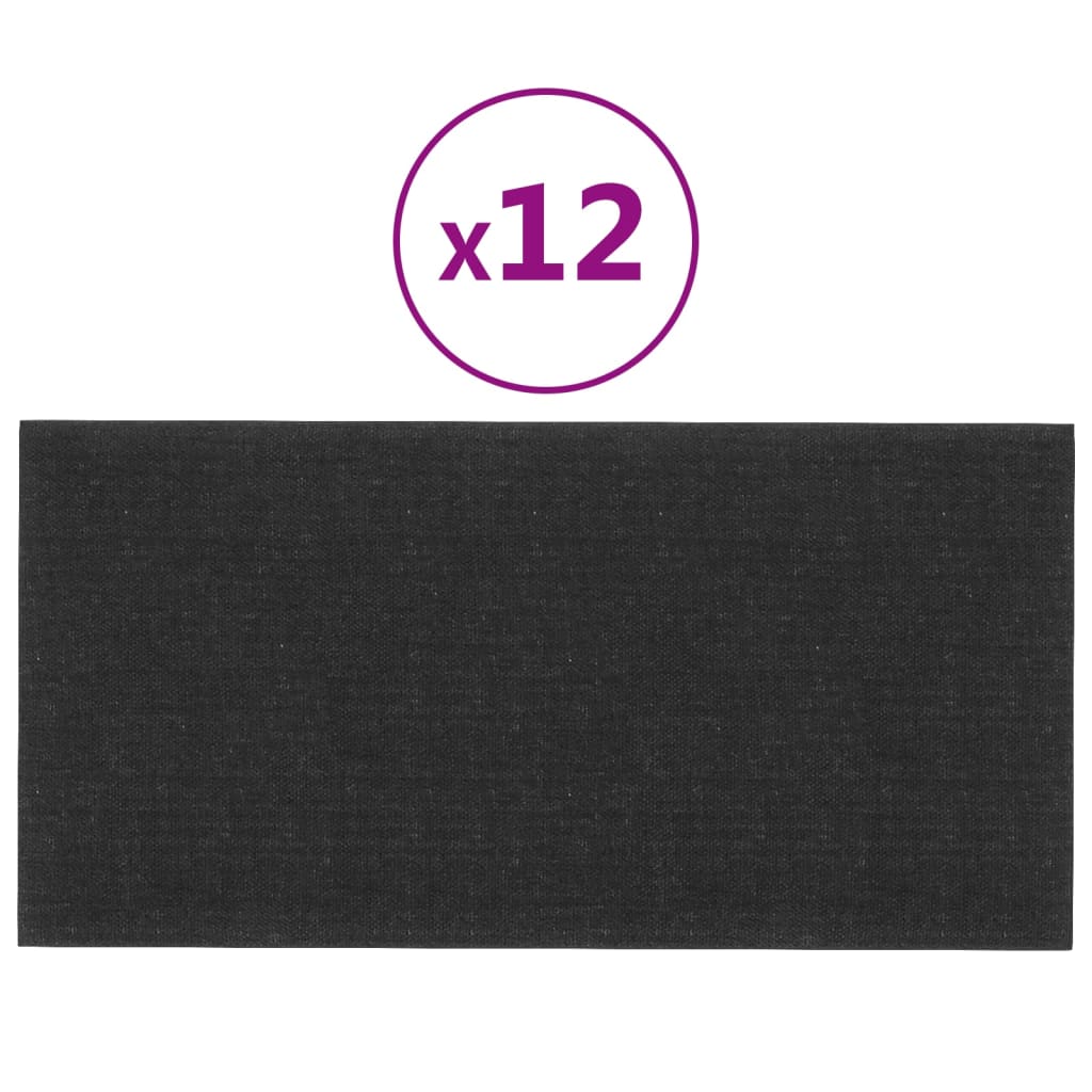 Pannelli a parete Vidaxl 12 pezzi 0,54 m² 30x15 cm tessuto nero