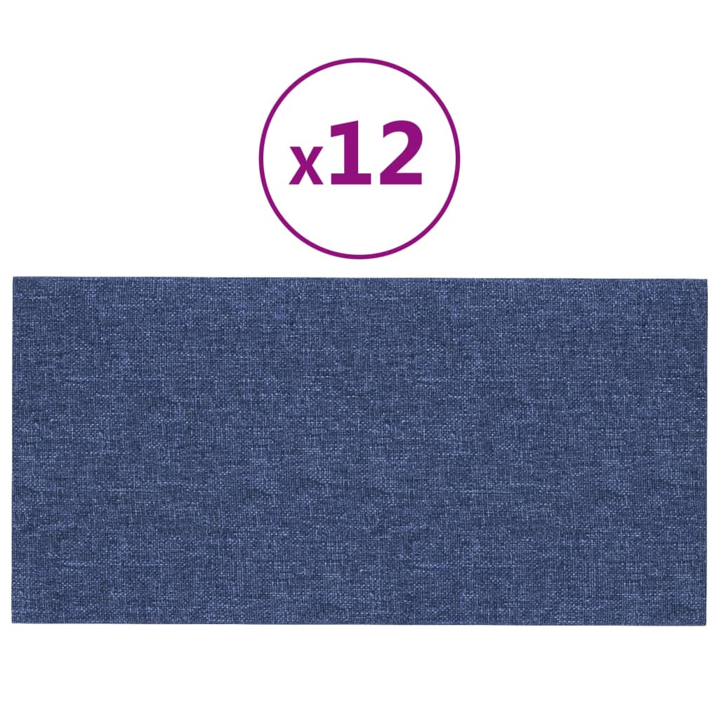 Pannelli a parete Vidaxl 12 pezzi 0,54 m² 30x15 cm tessuto blu