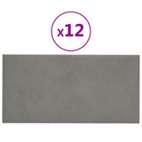 Paneles de pared Vidaxl 12 PCS 0.54 m² 30x15 cm Velvet gris claro