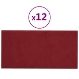 Paneles de pared Vidaxl 12 PCS 0.54 m² 30x15 cm Velvet Wine Red