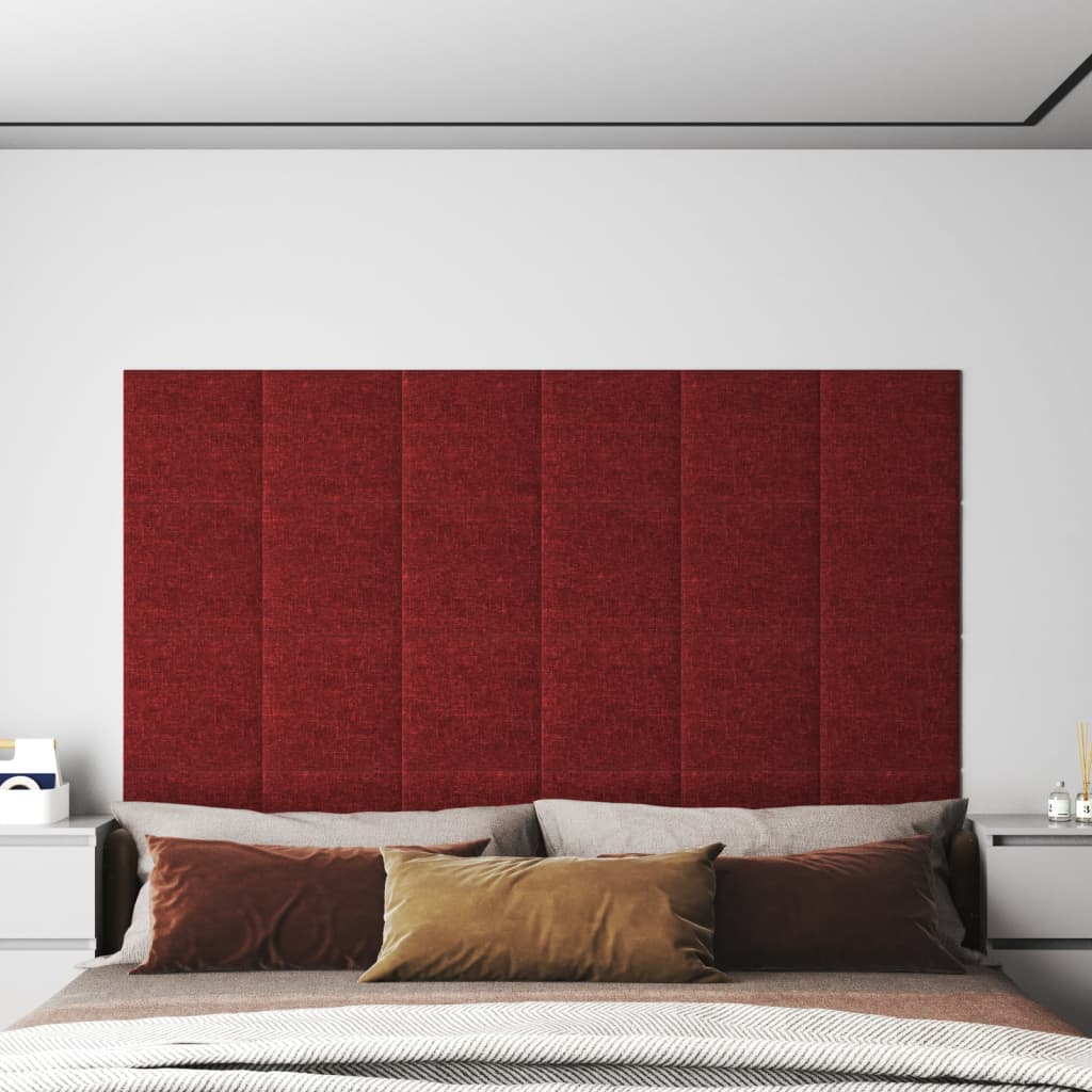 Vidaxl Wall panels 12 st 1.08 m² 30x30 cm Fabric wine red