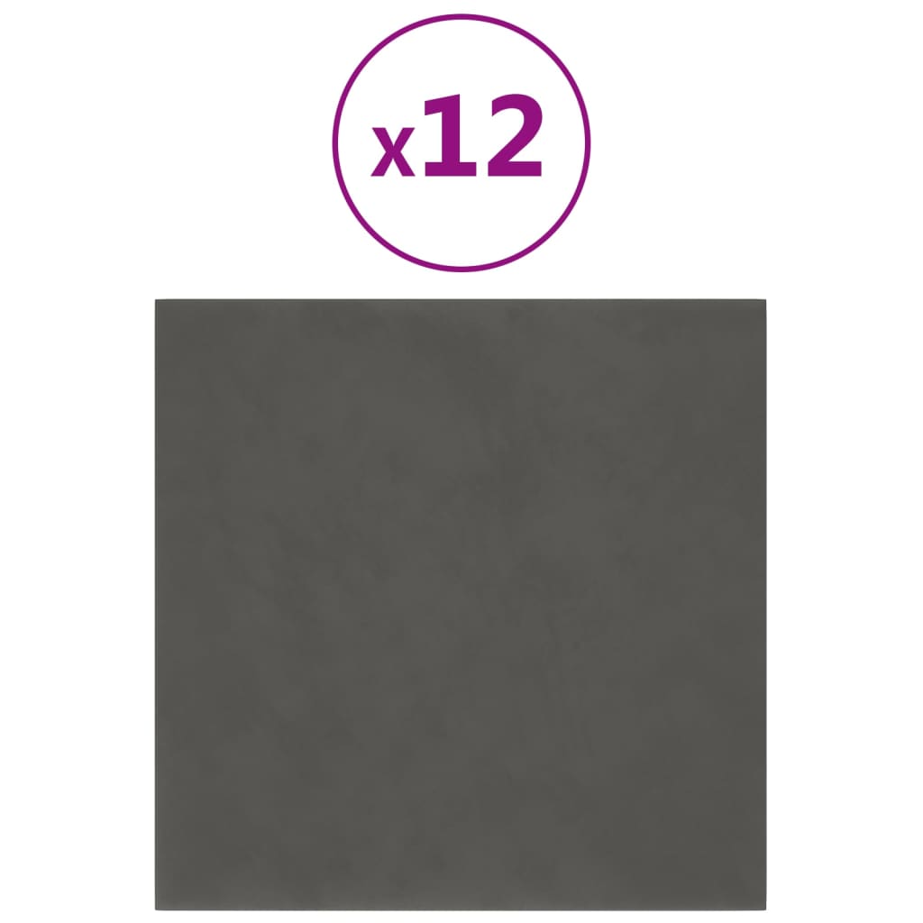 Pannelli a parete Vidaxl 12 ST 1,08 m² 30x30 cm Grigio scuro