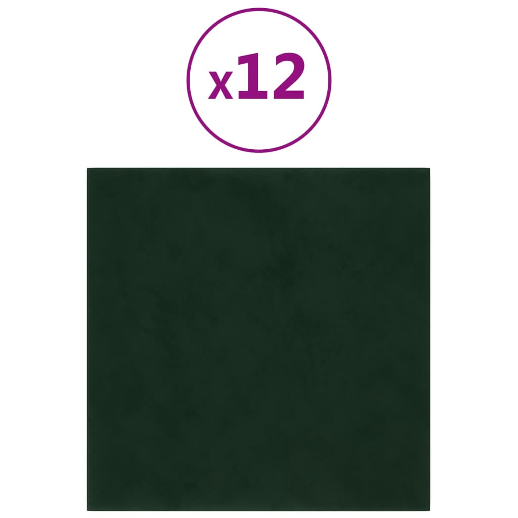 Panneaux muraux vidaxl 12 st 1,08 m² 30x30 cm Velvet vert foncé