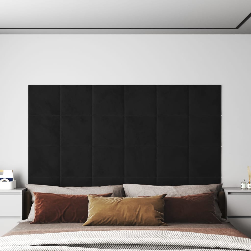 Paneles de pared Vidaxl 12 ST 1.08 m² 30x30 cm Velvet Negro