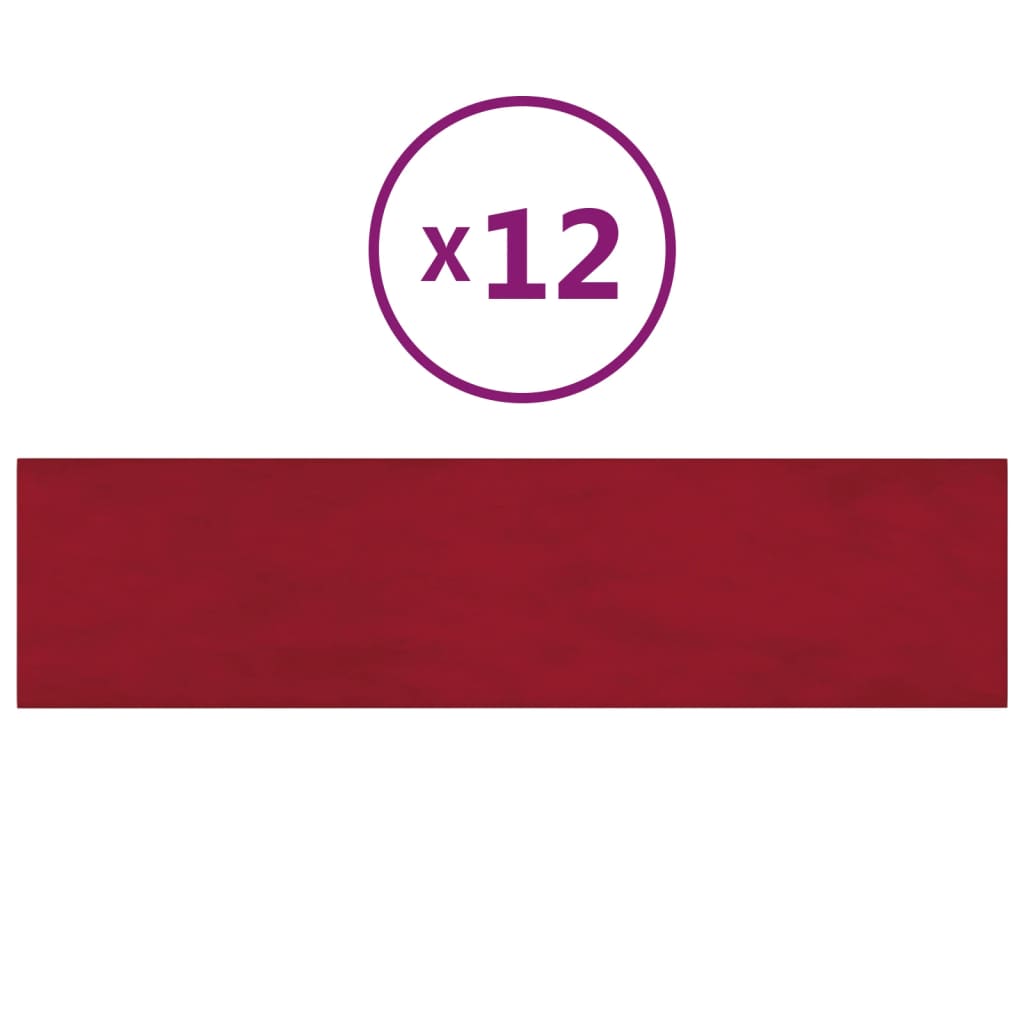 Panneaux muraux Vidaxl 12 ST 1,08 m² 60x15 cm Velvet Wine rouge