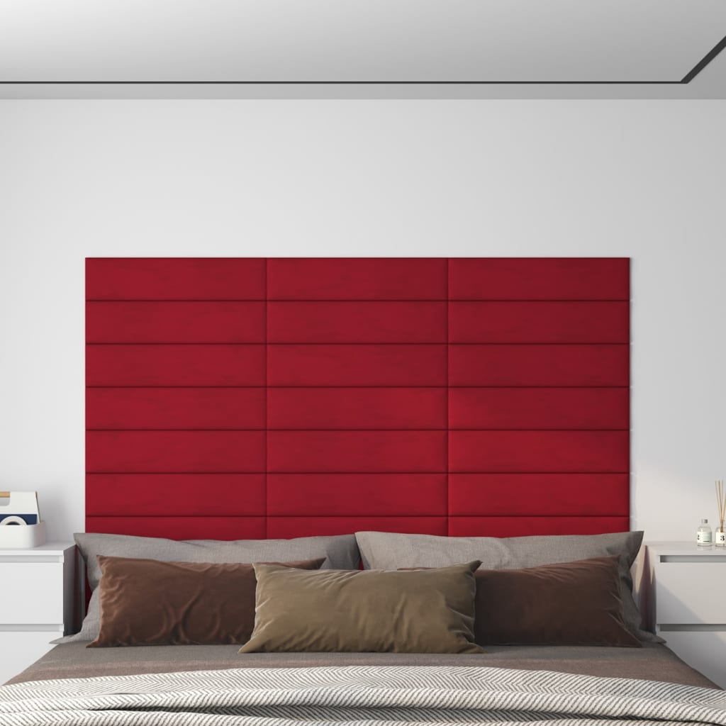 Paneles de pared Vidaxl 12 ST 1.08 m² 60x15 cm Velvet Wine Red