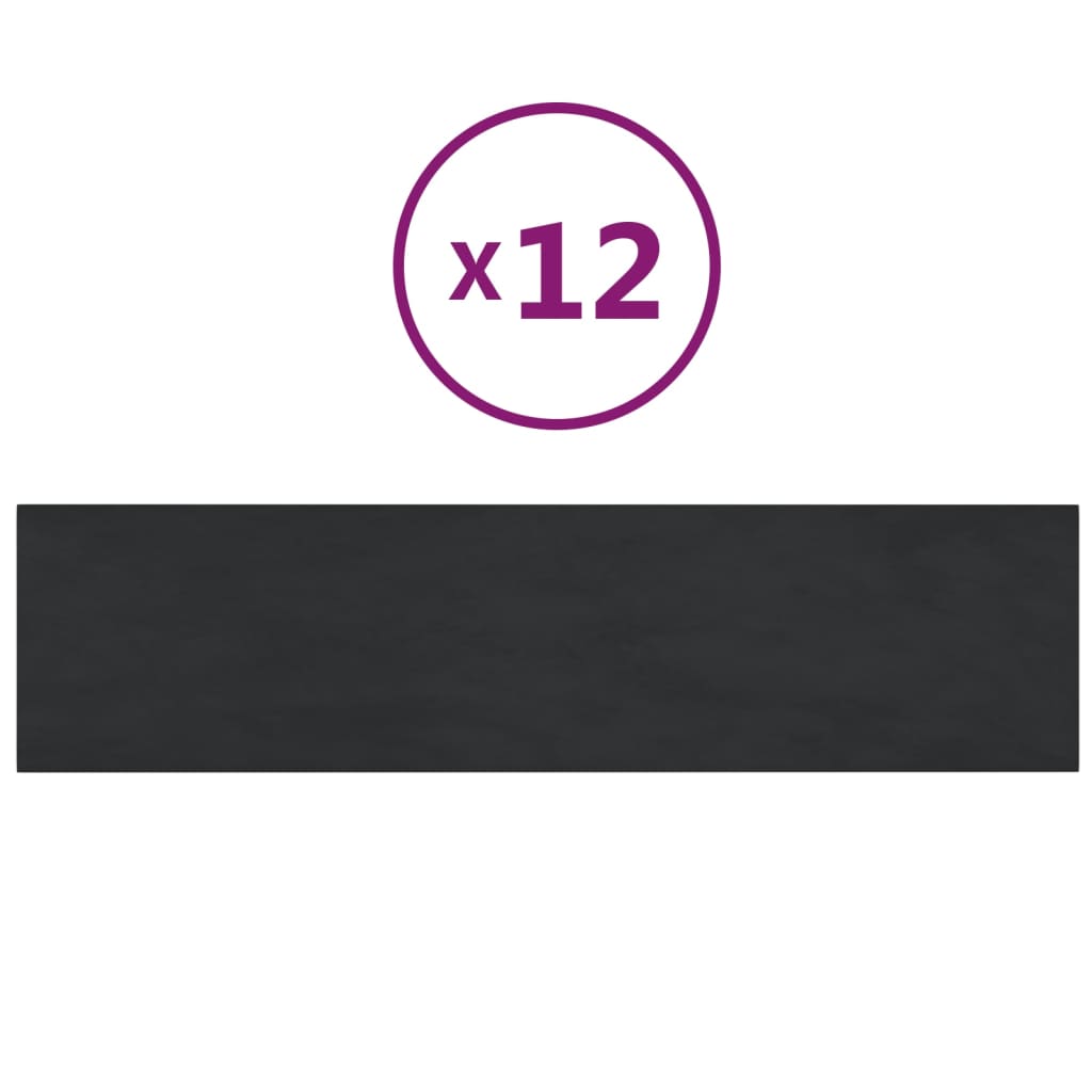 Panneaux muraux vidaxl 12 st 1,08 m² 60x15 cm en velours noir