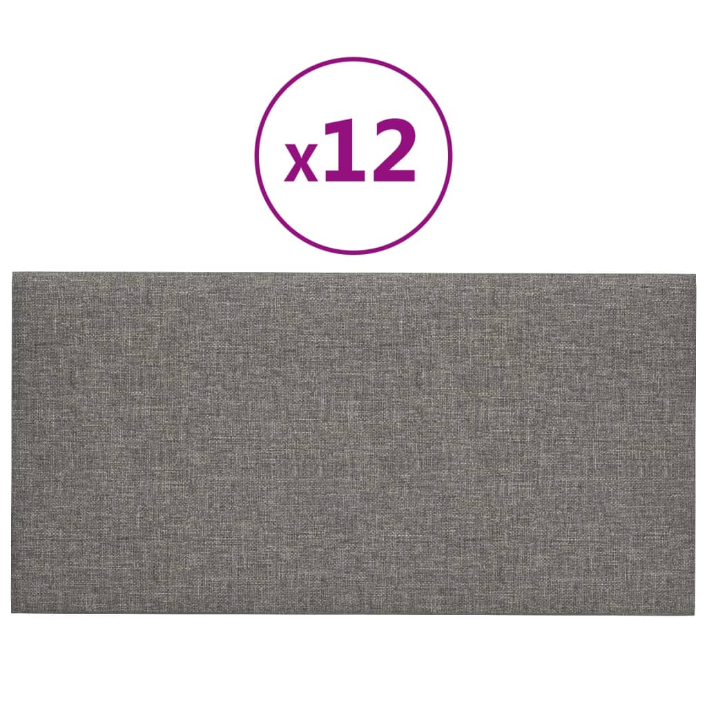 Paneles de pared Vidaxl 12 st 2.16 m² 60x30 cm de tela gris claro