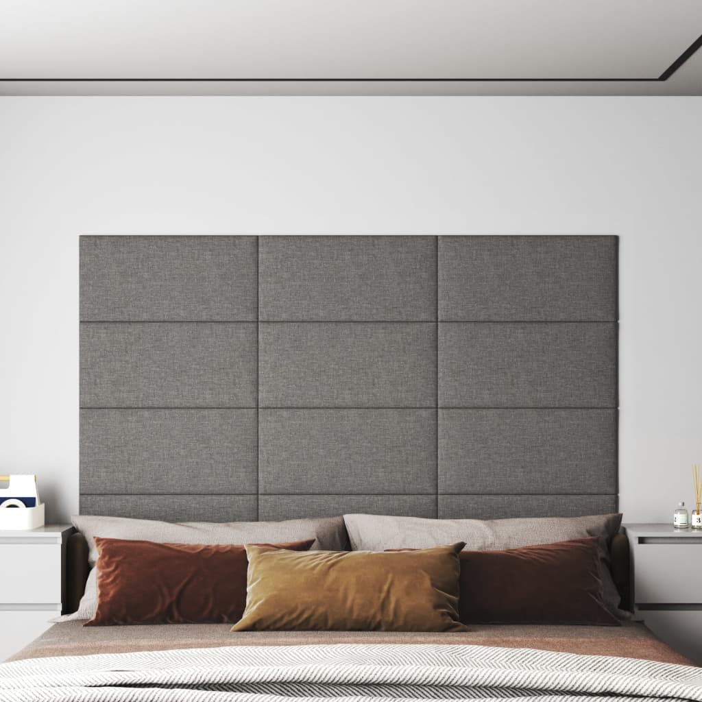 Paneles de pared Vidaxl 12 st 2.16 m² 60x30 cm de tela gris claro