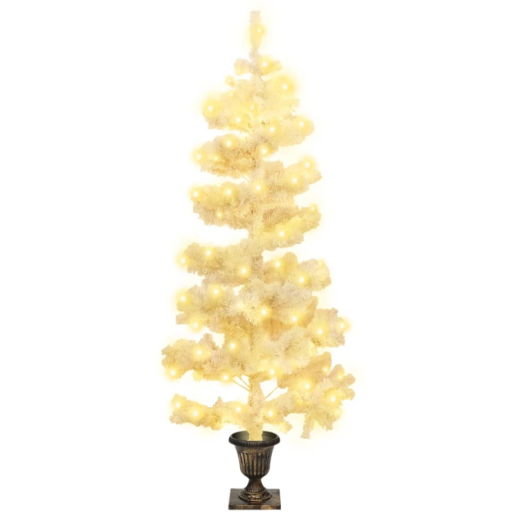 Vidaxl kunstkerstboom z oświetleniem i doniczką 120 cm PVC White