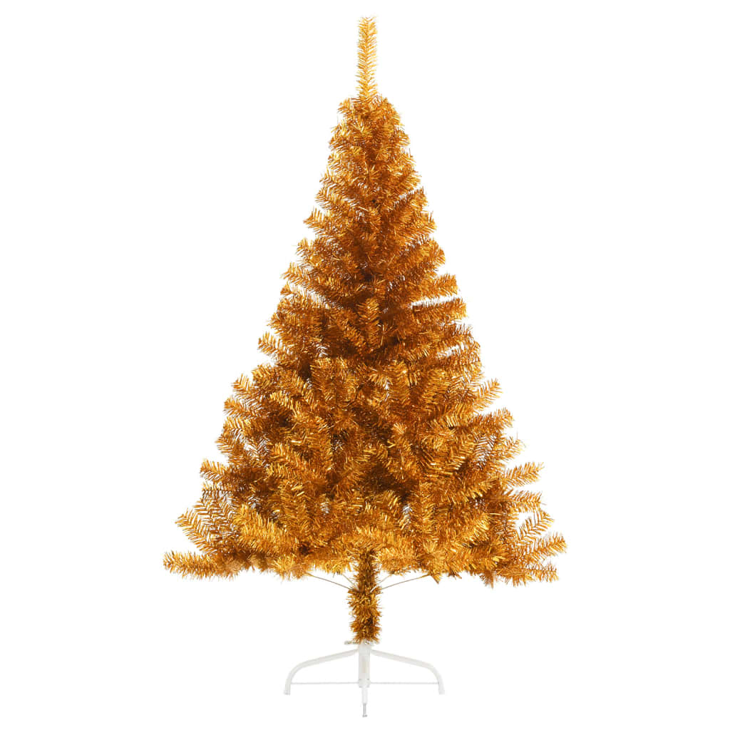 Vidaxl kunstkerstboom moitié avec un capuchon standard de 120 cm en or couleur