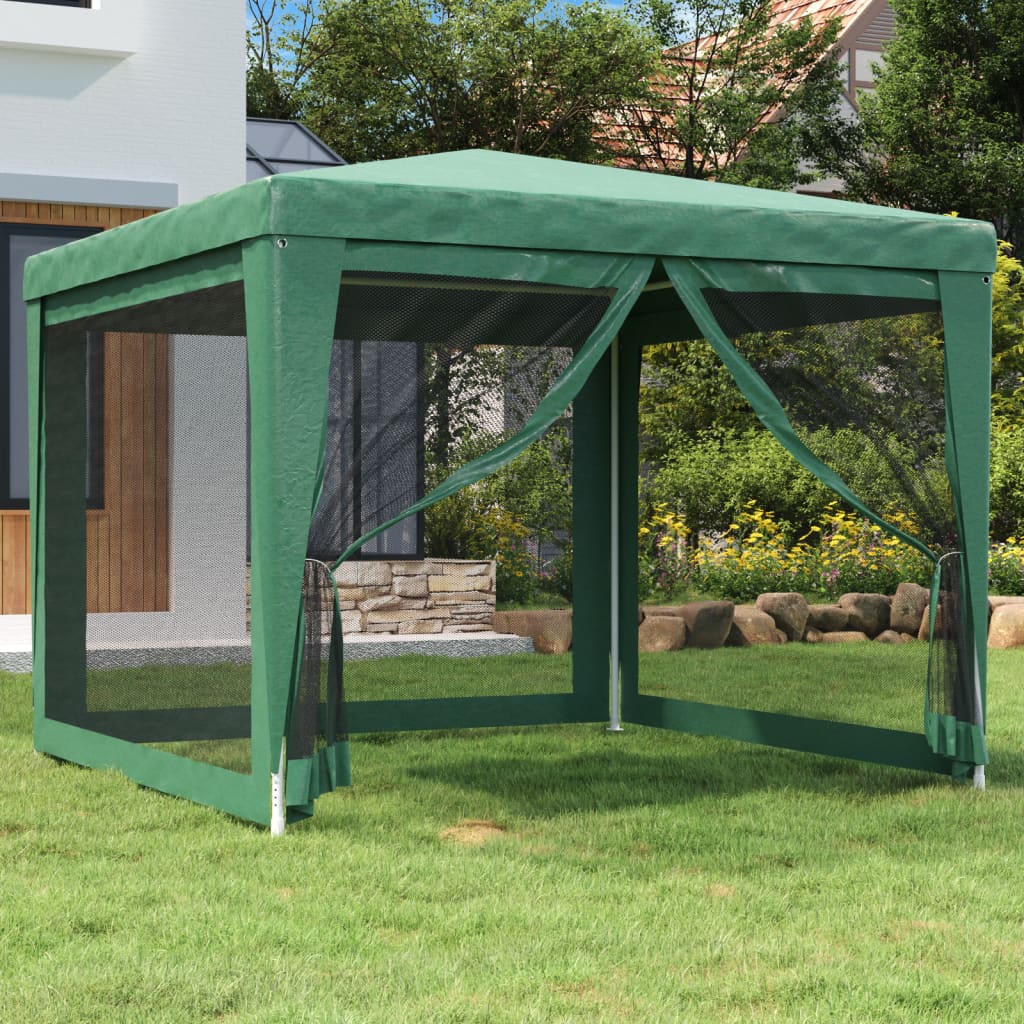 Tienda de fiesta Vidaxl con 4 paredes laterales de malla 3x3 M HDPE GREEN