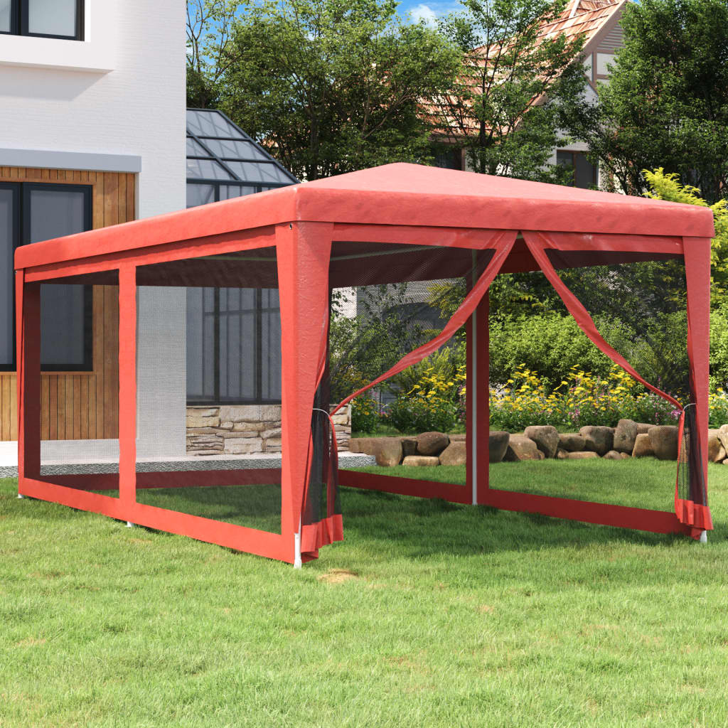 Tenda da festa Vidaxl con 6 pareti laterali a maglie 3x6 m hdpe rosse