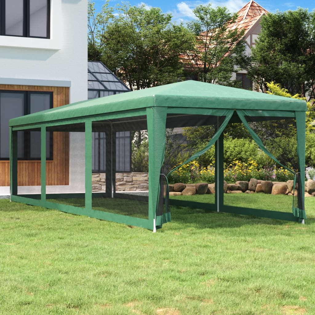 Vidaxl Party Stan s 8 bočními stěnami pletiva 3x9 m HDPE Green