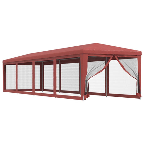 Tente de fête Vidaxl avec des murs latéraux de 10 maille 3x12 m en rouge HDPE