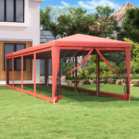Tente de fête Vidaxl avec des murs latéraux de 10 maille 3x12 m en rouge HDPE