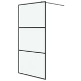 Vidaxl Walk-in Shower Wall 100x195 cm Matte ESG Glass Black