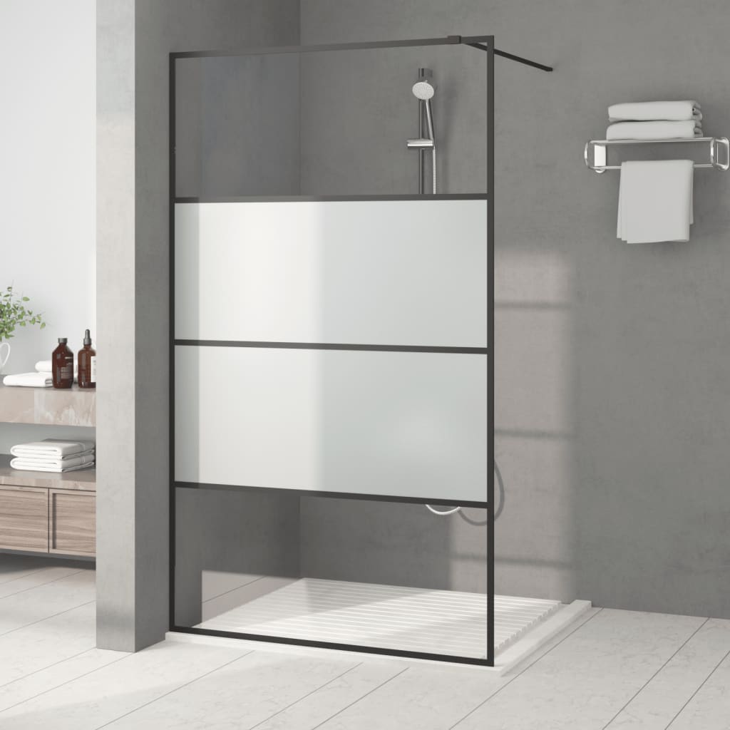 Vidaxl Walk-in Showning Wall 115x195 cm halfmat esg-glas černá