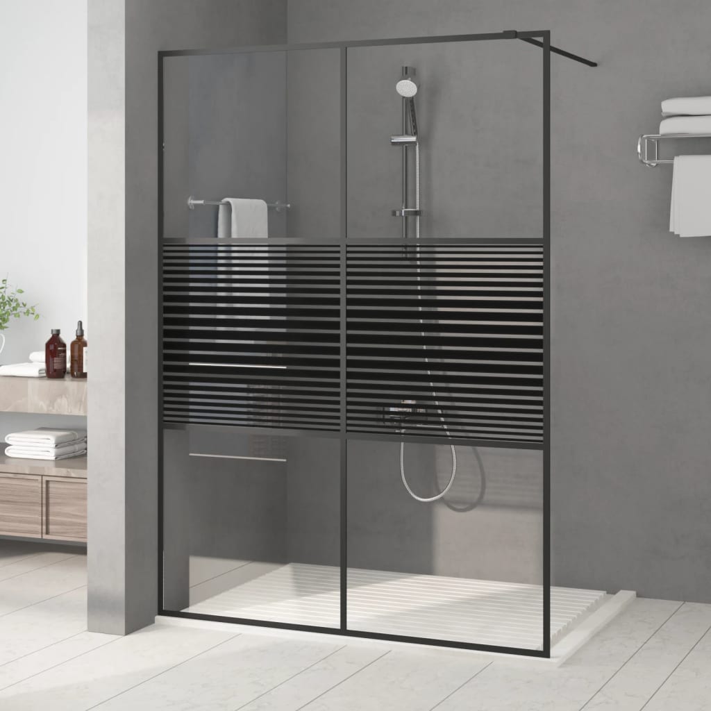 Vidaxl Walk-in Showning Wall 140x195 cm Transparent Esg Glass Black