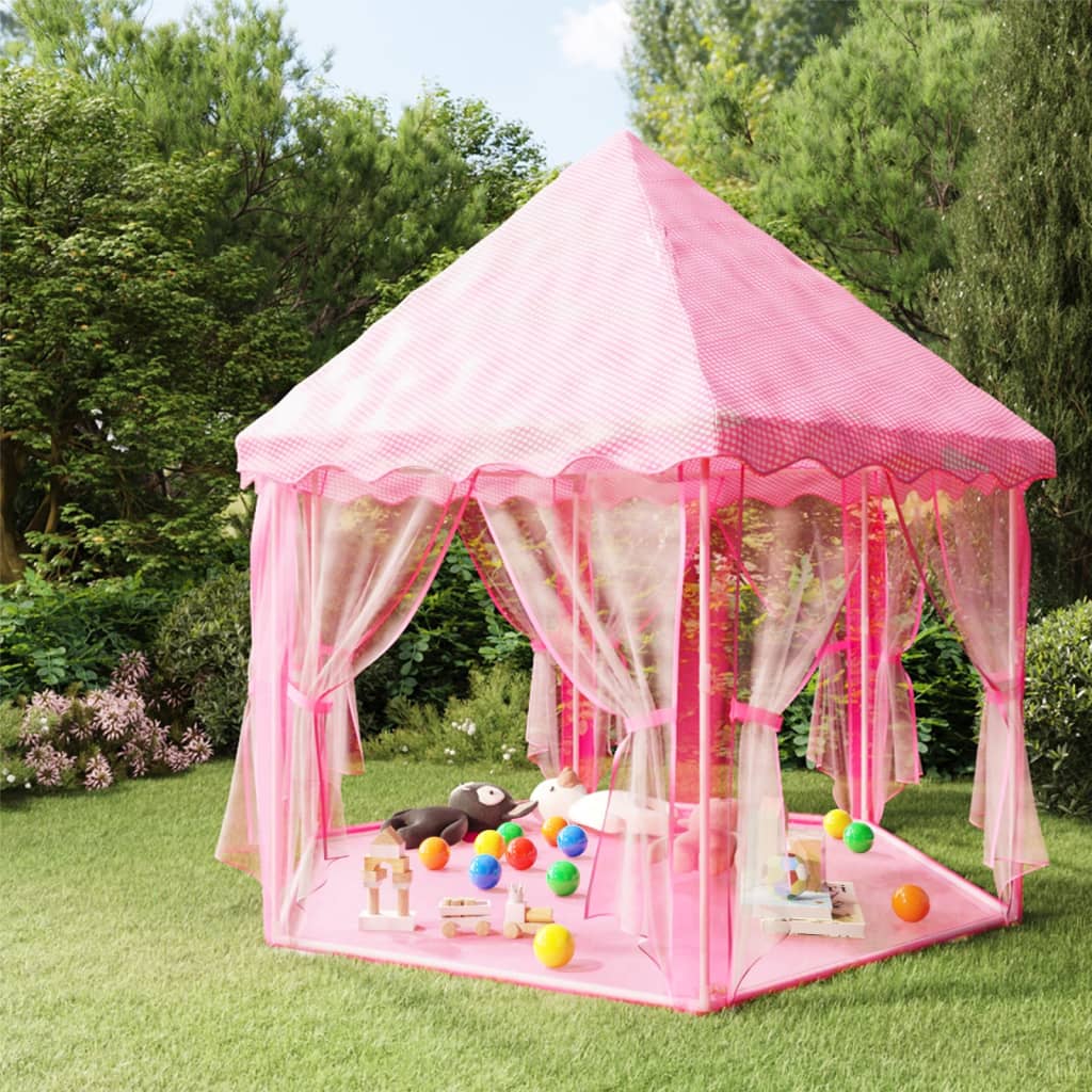 Vidaxl Princess Play Tent avec 250 balles 133x140 cm rose