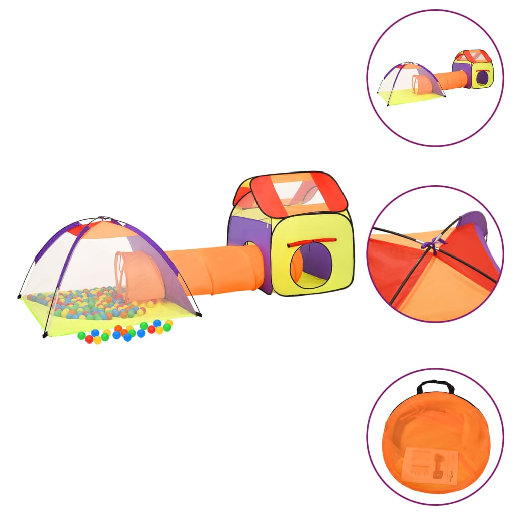 VidaXL Kinderspeeltent met 250 ballen 338x123x111 cm meerkleurig