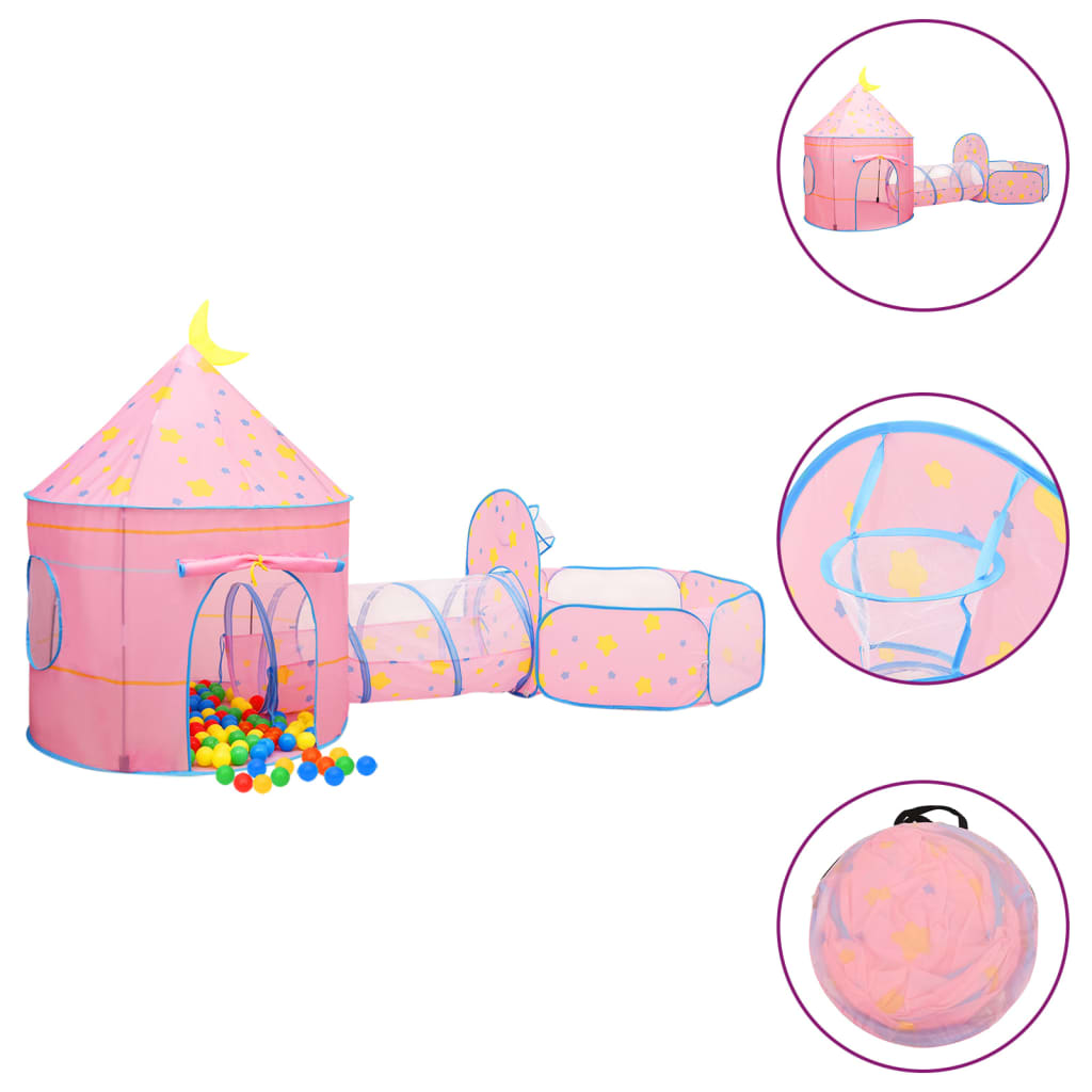 VidaXL Kinderspeeltent met 250 ballen 301x120x128 cm roze