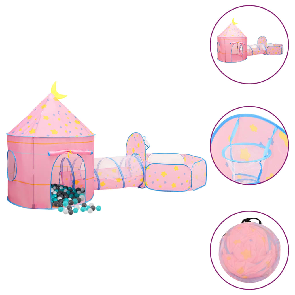 Tienda de juego para niños Vidaxl con 250 bolas 301x120x128 cm rosa