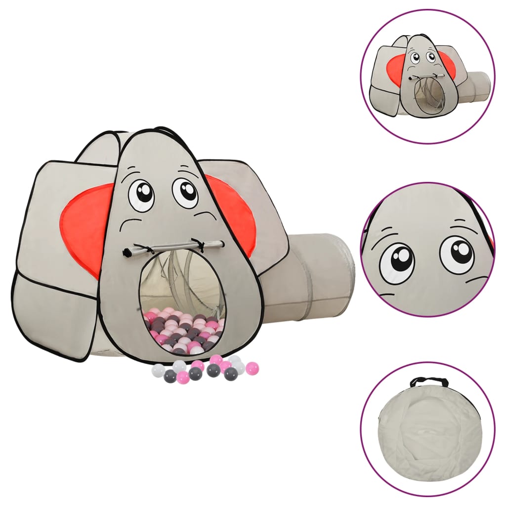 Vidaxl Children's Play Telt med 250 baller Elephant 174x86x101 cm grå