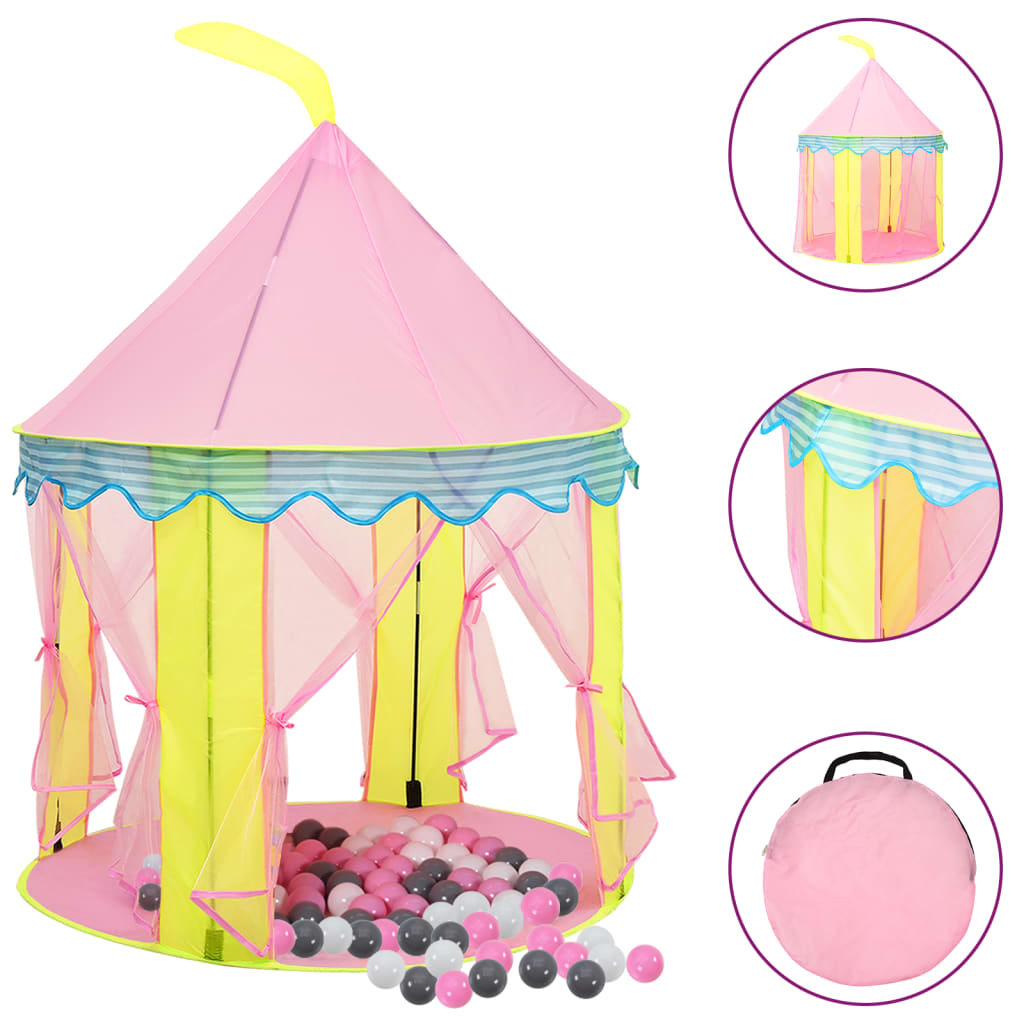 VidaXL Kinderspeeltent met 250 ballen 100x100x127 cm roze