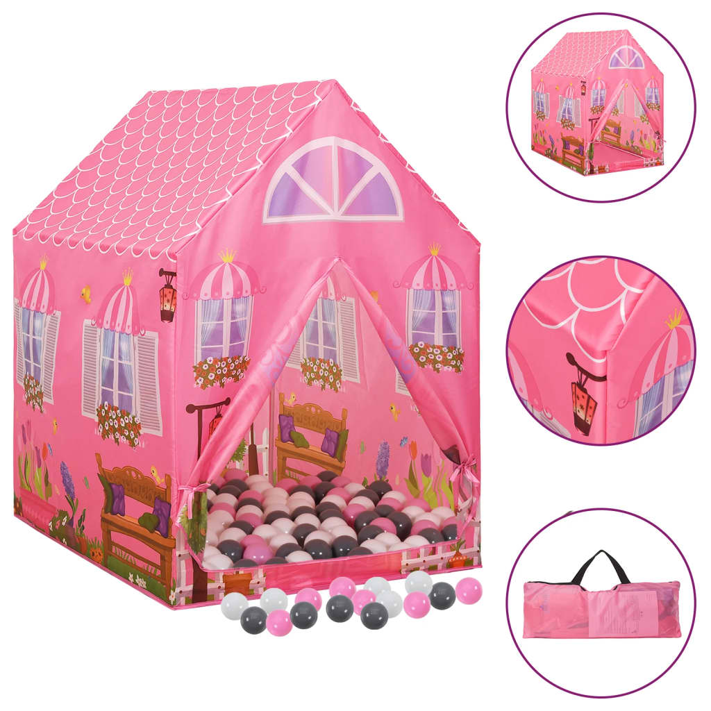 Vidaxl Children's Play Tent con 250 bolas 69x94x104 cm rosa