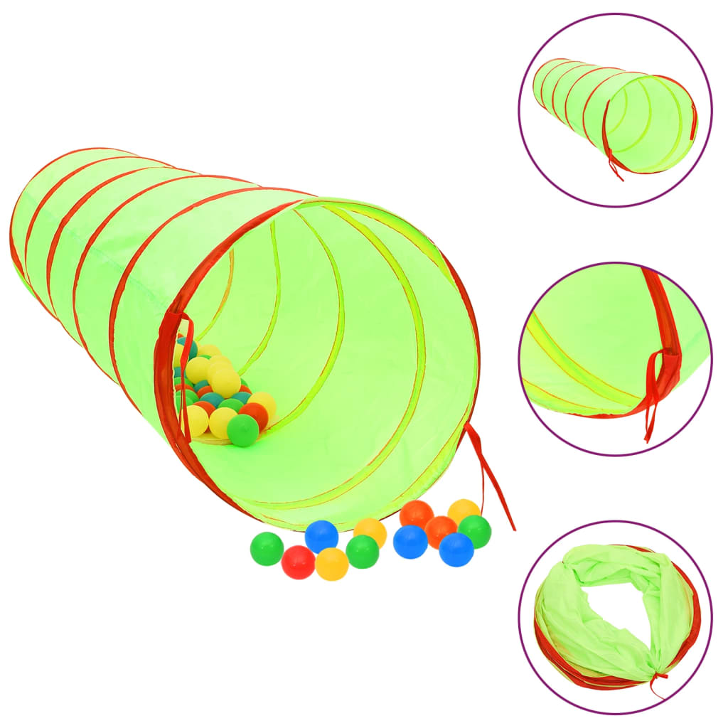 VidaXL Kinderspeeltunnel met 250 ballen 175 cm polyester groen