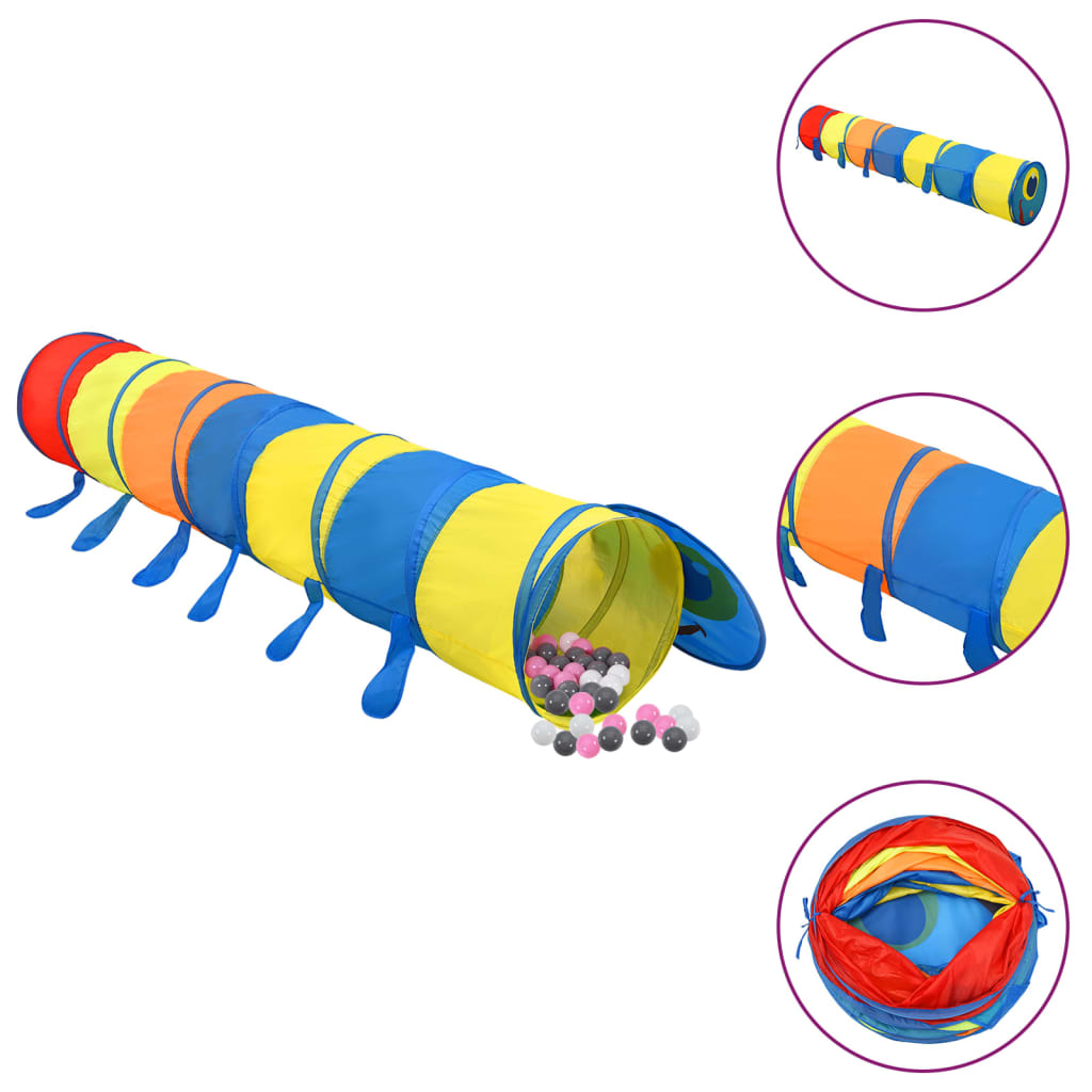 Tunnel de jeu pour enfants Vidaxl avec 250 balles 245 cm polyester multi-colorants