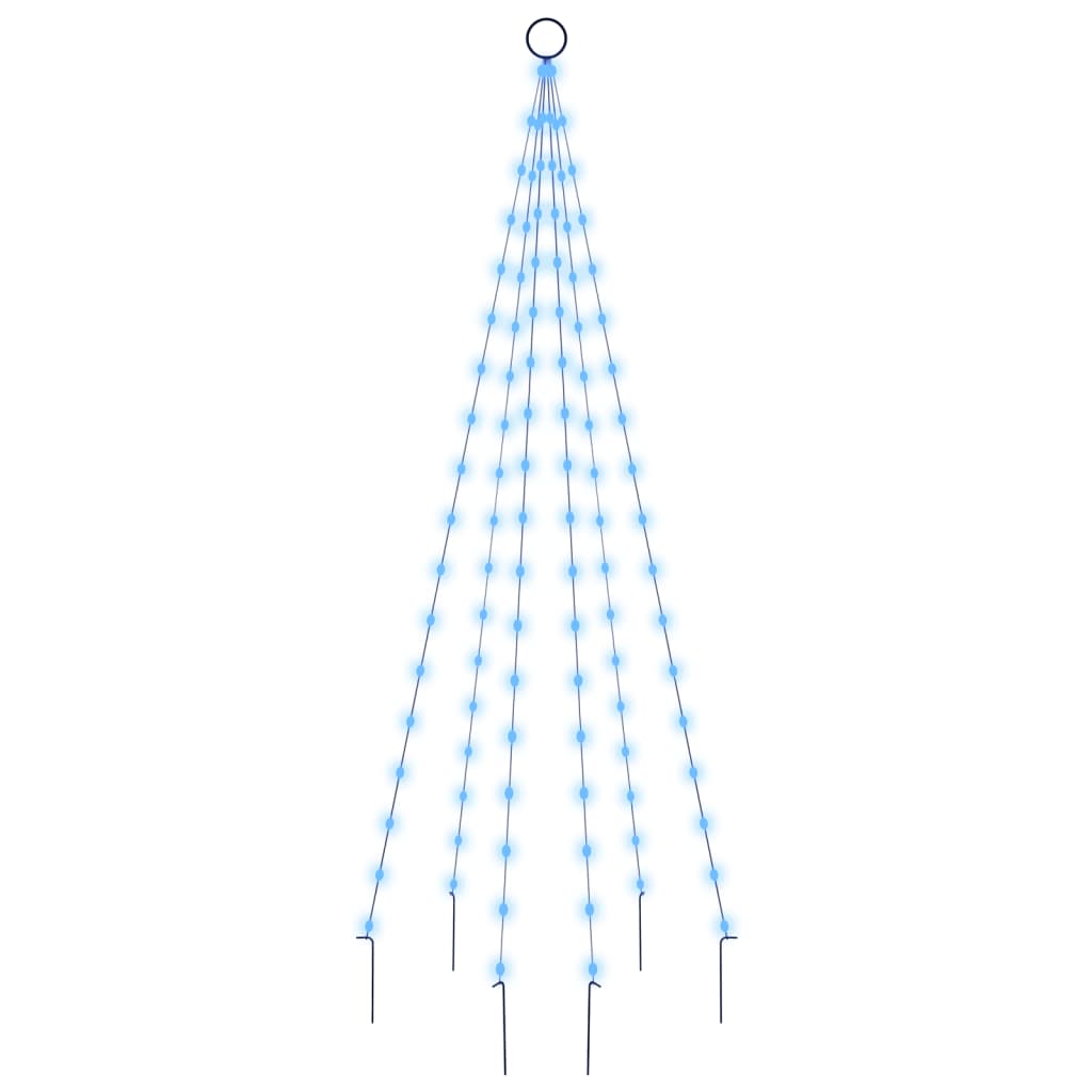 Vidaxl vlaggenmast kerstboom 108 led's blauw 180 cm