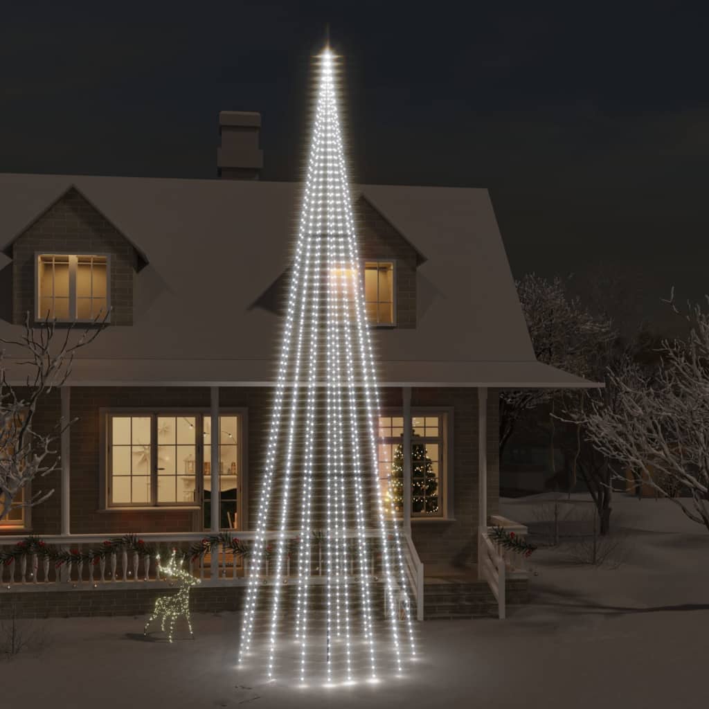 Vidaxl Flagpole Christmas Tree 1134 LEDS Cold White 800 cm