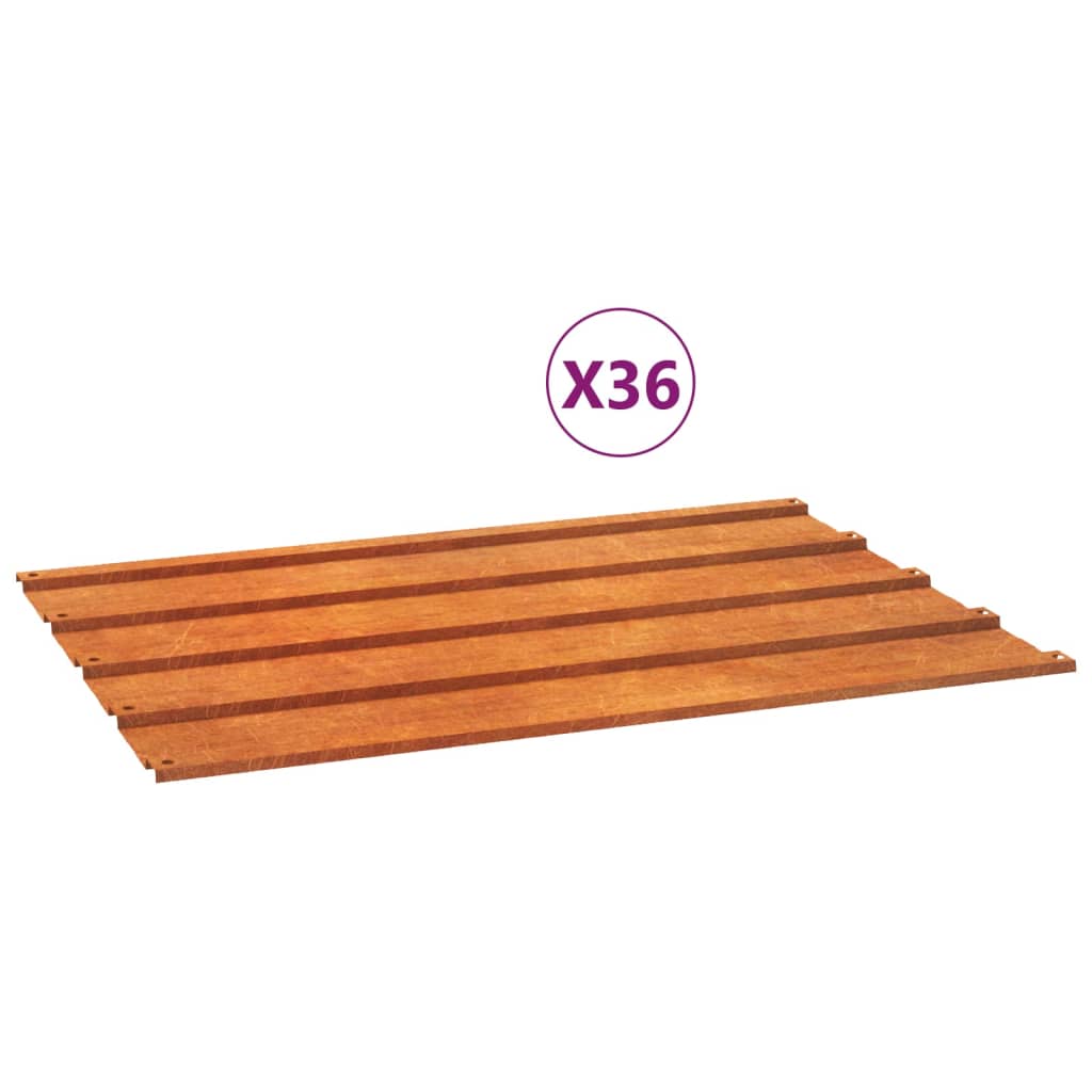 Pannelli del tetto Vidaxl 36 ST 60x44 cm in acciaio corten arrugginito