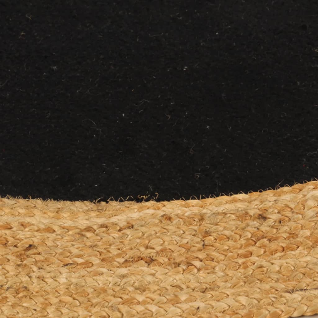 Vidaxl rug round braided 150 cm jute and cotton black natural